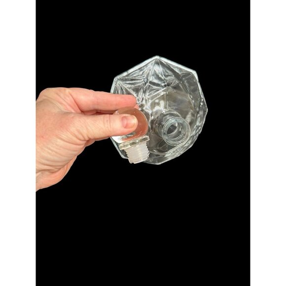 Vtg Diamond Shaped Clear Glass Decanter Side Rest w Stopper Holiday Display 9" - Picture 6 of 8